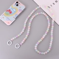 Cadena de teléfono con cuentas de colores macaron y cierre de anillo de metal sólido - Estilo de Cuenta de Calabaza Brillante Cielo Estrellado