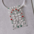 5D embossed nail stickers featuring red white roses and bow designs model S-073F - Red & Green Rose Bowknot (S-073F)