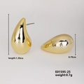 Gepolijste gouden druppeloorbellen, lengte 1,30 cm en breedte 0,79 cm, lichtgewicht metaal - Goud Gepolijste Druppelknoppen (E01595-25)