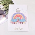 Pince à cheveux arc-en-ciel scintillante pour filles avec pendentifs d'étoiles - Nuage arc-en-ciel météore