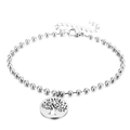 Bracciale a sfere argentato con un ciondolo Albero della Vita cavo e chiusura a moschettone - Bracciale Color Acciaio (KB167233-Z)