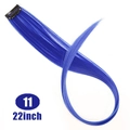 Single clip-in 22-inch blue ombre hair extension piece in wavy synthetic style - Bright Blue (11)