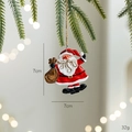 Festive resin Santa Claus Christmas tree ornament with gift bag detail and hanging string - Santa With Sack