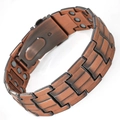 Retro bronze magnetic therapy link bracelet for couples featuring dual-row dragon patterns - Classic Three-Row - Ancient Copper