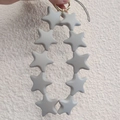 Cute gray silicone star keychain with gold ring and black strap accessory - Lime Gray (10 Stars)