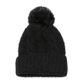 Dettaglio della maglia a trecce e del grande pompon su questo berretto nero invernale - M(56-58cm) / Nero