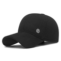 Schwarze Herren-Wollmütze für den Winter mit silbernem F-Logo und warmem Gehörschutz - Verstellbar / Schwarz