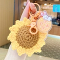 Handgefertigter Häkel-Sonnenblumen-Anhänger mit Kaninchen-Tag und orangefarbenem Haken - Vollmond Mondfest