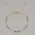 Bohemian seed bead bracelet with adjustable woven rope and multicolored tiny beads - Beige Rope Multi-color Minimalist Beads (MI-B230001H)