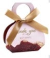 Caja de dulces para boda tipo bolso rosa con patrones rojos y lazo de cinta dorada - Pequeño 6,3*13*9,5 cm / Rojo con cinta dorada