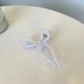 Detail view of the elegant dual-layer bow hair claw clip with a strong gold metal spring - Approx. 9.5cm / White