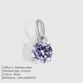 6x6mm stainless steel pendant with round purple June amethyst in silver setting - 6x6mm / June Light Purple - Silver