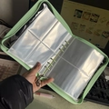 Light green PU leather jewelry binder with transparent 4-slot pages and flower pendant - Green Binder + 20 Inner Pages