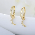 925 silver gold crescent moon hoop earrings with white cubic zirconia accents - Gold (KE3897I)