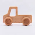 Mini walnut wooden truck toy with natural grain for toddler early educational play - Beech Wood Pickup Truck