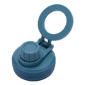 Blue magnetic lid with handle and rotating cap for wide mouth insulated water bottles - Lake Blue