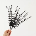 Artificial eucalyptus branch in matte black for modern home and wedding decoration - Black