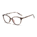 Retro cat-eye leopard print glasses frame with anti-blue light clear lenses - White Tortoise Anti-Blue Light C17