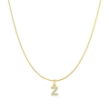 Elegant gold-tone Z-letter pendant necklace with sparkling cubic zirconia on snake chain - Letter Z