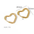 Especificaciones de tamaño de pendientes de corazón hueco en acero inoxidable dorado - Estilo Dorado 20.5mmx17.5mm (TE6029-19-2)