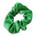 Elegant emerald green satin scrunchie with silk texture and glossy finish for women - Emerald Green