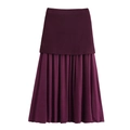 Dettaglio gonna viola scuro con maglia liscia e orlo a pieghe in chiffon - S / Gonna Rosso Vino