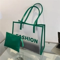 Transparente grüne Jelly Tote Tasche mit Innentasche und langen Schultergriffen - Grün