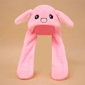Pink plush rabbit ear hat with movable air bag ears and cute embroidered cartoon eyes - Large Size (Moving Ears) / Upgraded Thickened Pink Rabbit