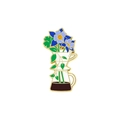 Cute enamel pin featuring a golden coffee pot with blue flowers for backpack decoration - Blue Flower Coffee Pot (CZ2464-6)