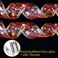 Red and gold LED ribbon lights with USB connector and 8-mode remote control - Red Bronzing (Warm LED + USB + Remote) / 10m