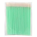 Disposable 50pcs mint green lip brushes with white flocked tips in clear bag - 50 Pcs/Pack / Green