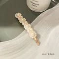 Elegant gold pearl barrette with four flower clusters and 8.5cm metal base clip - Four Flowers Pearl Clip