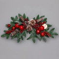 Weihnachtsgirlande mit Zapfen, roten Kugeln und Karo-Schleife auf grauem Grund - 75cm Hornrebe (Ohne Licht)