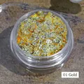 Paillettes dorées 01 en pot pour décoration d'ongles et loisirs créatifs - Petite Feuille D'or