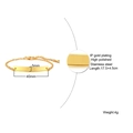 Polished 18K gold plated stainless steel curved bar bracelet with adjustable chain link - Gold (BR-573G)
