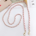 Pink leather woven with gold metal chain strap featuring secure lobster clasps - Pink