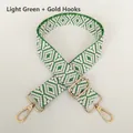 Detail of adjustable geometric weave bag strap with gold metal hooks in light green - Light Green + Gold Hook