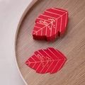 Macro shot of red leaf-shaped gift tags with gold foil veins in a wooden tray - Bronzing Leaf Shape For You - Red - 4.5*7cm