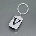 Polished stainless steel keychain with hollow letter V pendant on a silver key ring - Polished Alphabet Letter V
