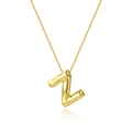 Polished 18K gold plated necklace featuring a 3D letter Z pendant on a white background - Letter Z Necklace Set