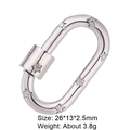 Silver oval screw buckle charm with star patterns and crystals, 26x13mm size - Style 33 (Silver Star Diamond Clasp 26x13mm)