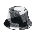 Cappello da pescatore a scacchi bianchi e neri in peluche stile britannico autunno inverno - Cappello da Pescatore a Quadri / Nero