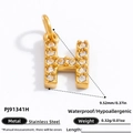 18K gold plated stainless steel letter H pendant with zircon inlay for necklaces - Letter H