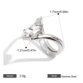 18k gold plated stainless steel ring with large marquise cut zircon and measurement - US 6 / Silver Marquise Style (JDR0102012-S)
