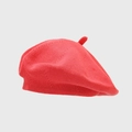 Detailed view of red knitted beret hat showing high-quality breathable cotton fabric texture - One Size / Watermelon red