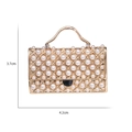 Miniature gold handbag brooch with white pearls and black enamel finish, size 4.2x3.7cm - Gold Pearl Quilted Bag (XD8251)