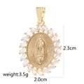 Golden oval Virgin Mary pendant with white zircon stones and dimensions 2.3x2.0cm - White Zirconia Oval Virgin Mary D2006JB