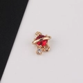 Detail of Saturn pendant with red crystal and gold plating for DIY jewelry making - 1#Red