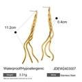 Boucles d'oreilles pendantes tressées en acier inoxydable doré 18 carats étanches - Boucles d'Oreilles Longues Style Tressé (JDEW2403007)