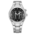 Montre à quartz vintage Y2K en alliage argenté avec cadran graphique noir et bracelet métal - Cadran Noir